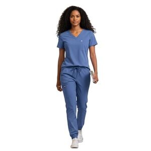 Barco One Blue Jogger Scrub Pants Womens Small Elastic Waist Cargo Pockets